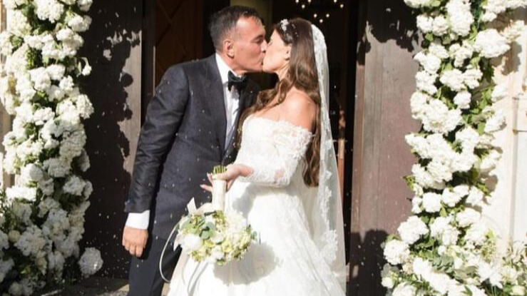 Valerio Antonini e Ambra Ilari al loro matrimonio nel Duomo di Taormina
